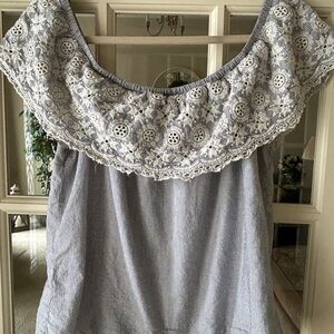 Embroidered Gray Women's Top